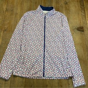 SanSoleil Jacket Full Zip UV 50 Sun Protection Tennis Racket Print Large